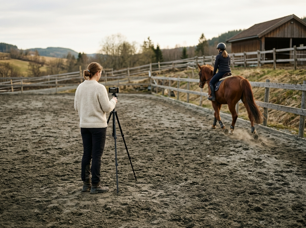Person som filmer hest